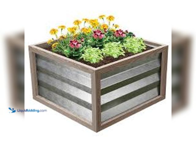 Lot 49-5433864 - Cinch Smart Garden 24 in. x 24 in. x 12 in. Tan Composite with Galvanized Steel Raised Garden Bed.Ne...