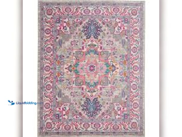 Lot 49-5448681 - Nourison Passion Light Grey Pink 8 ft. x 10 ft. Persian Medallion Transitional Area Rug. Model # 486...