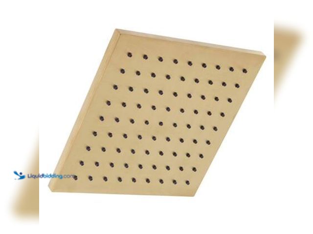 Lot 49-3563417 - Glacier Bay Modern 1-Spray Pattern 8.8 in. Single Wall Mount Fixed Shower Head in Matte Gold. Model ...