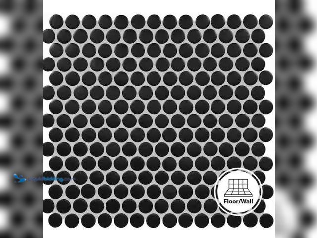 Lot 49-1577336 - Approx. (12) Sq. Ft. Of Daltile Restore Black 11 in. x 10 in. Matte Ceramic Penny Round Mosaic Tile ...