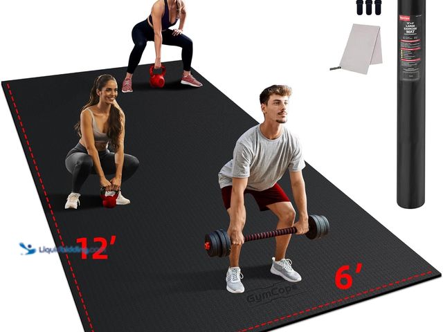 Lot 49-3536830 - Large Exercise Mat for Home Workout,12‘x6’/10'x6'/9'x6'/8'x6'/7'x5'/6'x4' (7mm) Extra Thick Workout ...