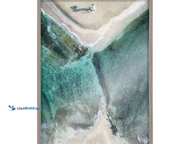 Lot 49-1557313 - Kate and Laurel 24 in. x 32 in. Blake "Poipu Beach" by Rachel Dowd Framed Art Print, Blue, Gray Fram...