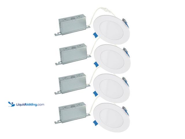 Lot 49-2024146 - HALO 4-Pack HLBSL 4 in. Adjustable Canless Integrated LED Recessed Light, 600 Lumens, 5CCT, White. M...