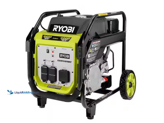 Lot 49-1566346 - RYOBI 4000-Watt Recoil Start Gasoline Powered Inverter Generator with CO Shutdown, Model # RYi4000, ...