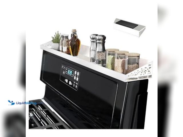 Lot 49-5436861 - 30" Magnetic Stove Top Shelf – Magnetic White Spice Rack and Seasoning Organizer – Kitchen Shelf for...