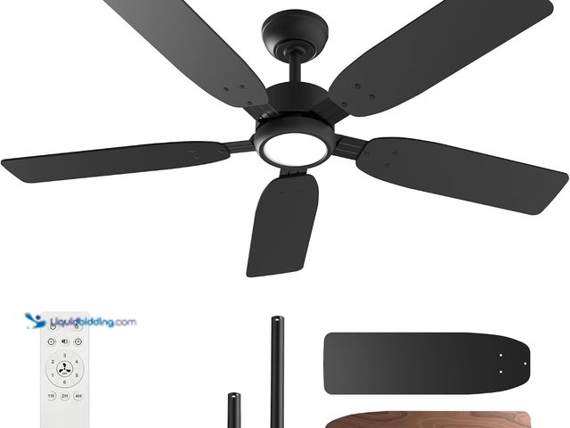 Lot 49-5572341 - Ensenior 52 Inch Downrod Mount Ceiling Fans with Lights and Remote, 5-Blade. Model: B0DQPRJ5DW. Used