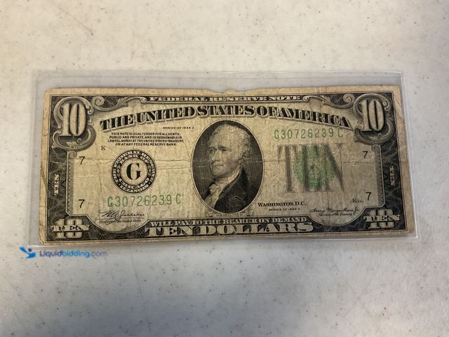 Lot 49-1505436 - 1934 A LARGE GREEN SEAL UNITED STATES 10 DOLLAR BILL BANKNOTE #COINS0122