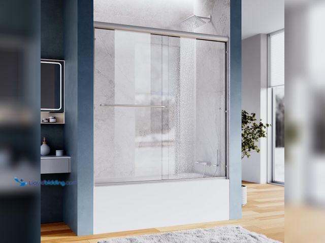 Lot 49-5541409 - SUNNY SHOWER Glass Sliding Shower Door for Bathtub 60 W x 57.4 H inches Double Sliding Shower Bath-T...