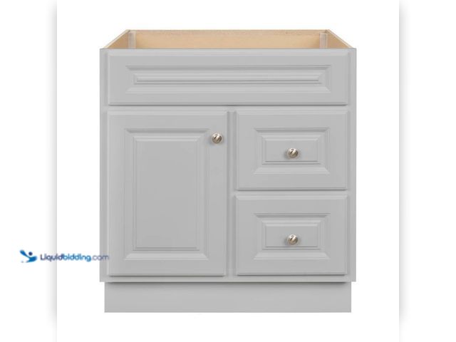 Lot 49-5447673 - Glacier Bay Hampton 30 in. W x 21 in. D x 33.5 in. H Bath Vanity Cabinet without Top in Dove Gray. [...