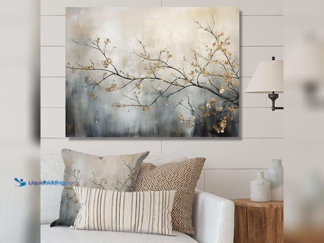 Lot 49-1630911 - Designart 34"x44" Tree Monochrome Ethereal Reverie I - Floral Canvas Wall Art (34in x 44in) NOTE: Fr...