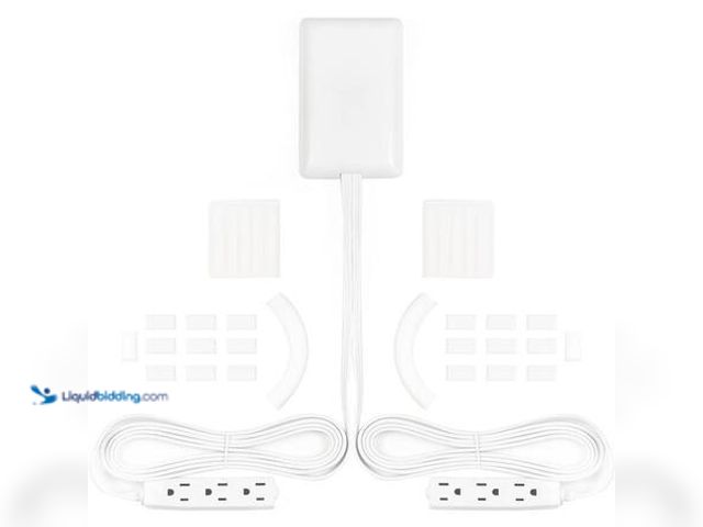 Lot 49-5554251 - QTY: 2 Sleek Socket Two 8 ft. Ultra-Thin Electrical Outlet Cover with Side-by-Side 3-Outlet Power St...