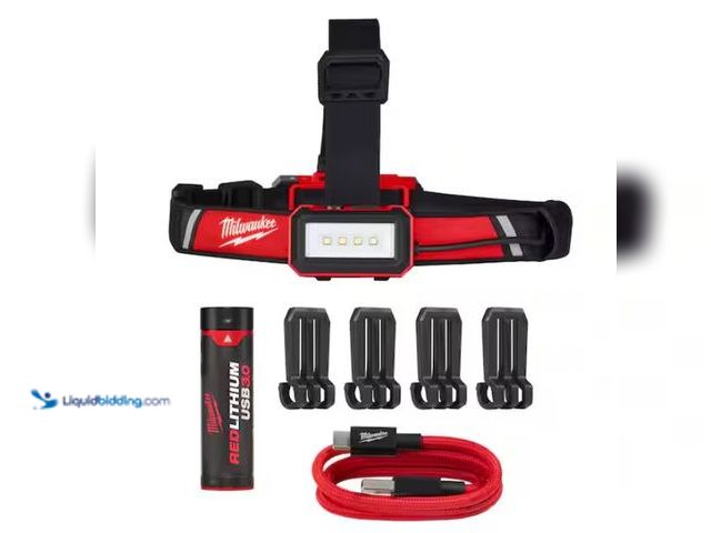 Lot 49-1578096 - Milwaukee 600 Lumens LED REDLITHIUM USB Low-Profile Hard Hat Headlamp, Model # 2115-21, New, Has att...