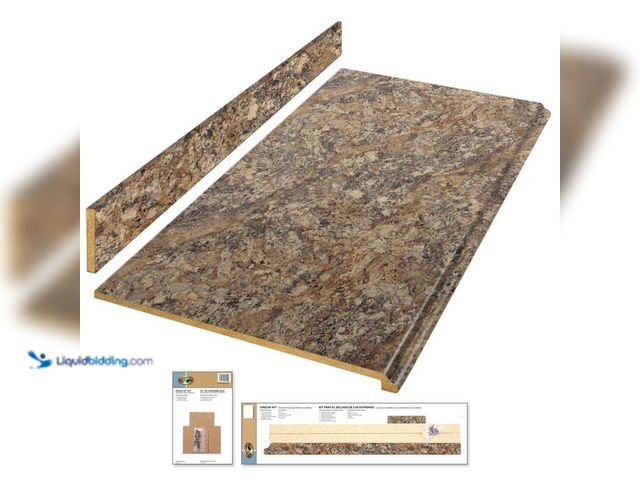 Lot 49-5512097 - Hampton Bay 6 ft. Straight Laminate Countertop All-Inclusive Kit in Winter Carnival with Full Wrap O...