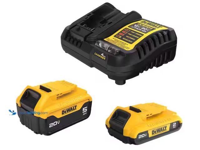 Lot 49-1578339 - DEWALT 20V MAX Lithium-Ion Battery Kit with 5.0Ah and 2.0Ah Battery and Charger, Model # DCB225-2C, ...