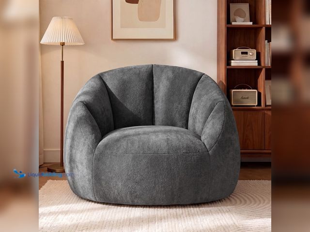 Lot 49-1627093 - Gericco Swivel Giant Bean Bag Chair for Adults - Comfy Plush Round Shell Soft Accent Chair, Oversize...