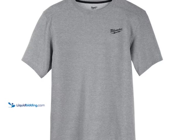 Lot 49-2020734 - Lot of (2). Milwaukee Men's Large Gray Cotton/Polyester Short-Sleeve Hybrid Work T-Shirt, Model # 60...