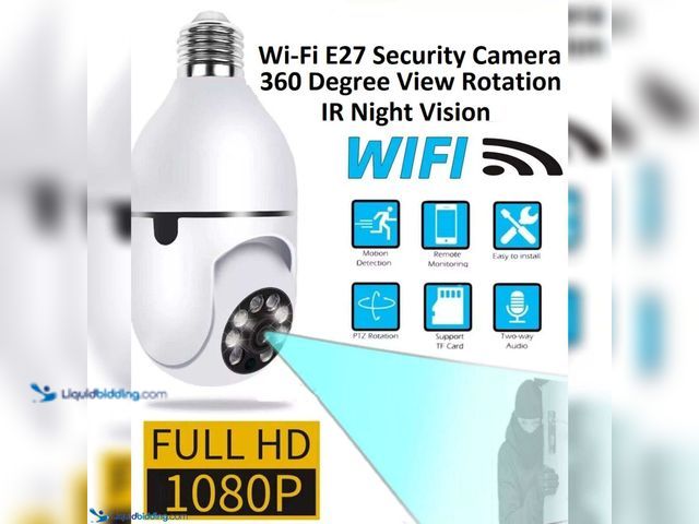Lot 49-1802814 - Wireless E27 Security Camera with 360 Degree Rotation and IR Night Vision - White - Supports 2.4G Wi...
