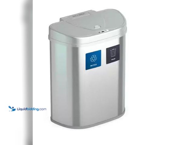 Lot 49-1577063 - NINESTARS 18.5 Gal. Stainless Steel Motion Sensor Recycling Bin, Model # DZT-70-R3SL, Unused.   Ref#...