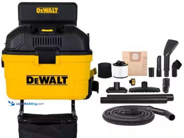 Lot 49-2022496 - DEWALT 6 Gal. 5.0 HP Portable Wall-Mounted Wet/Dry Vacuum with Hose and Accessories, Model # DXV06G,...