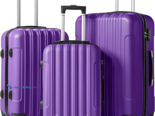 Lot 49-5485993 - Karl home Luggage Set of 3 Hardside Carry on Suitcase Sets with Spinner Wheels & TSA lock, Portable ...