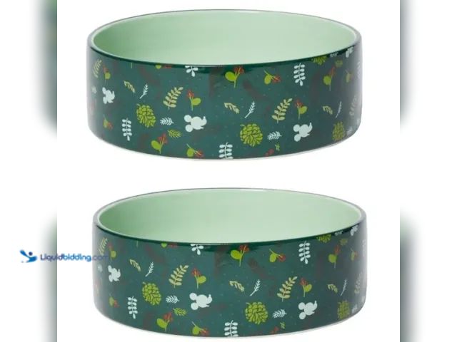 Lot 49-1548545 - Lot of (2) Disney Mickey Mouse Holiday Ceramic dog cat bowls. Model# 280621. NEW REF# HOL1113