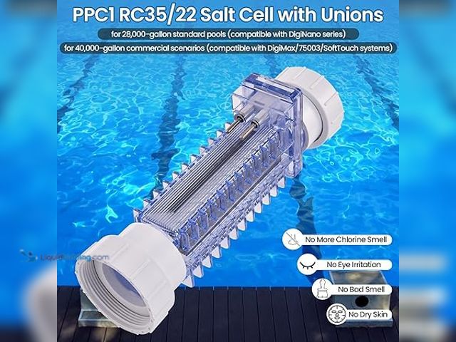 Lot 49-3528744 - PPC1 Salt Cell with Unions Fits for Autop ilot Pool Pilot Digital Chlorine Generator, W/ 5 Titanium ...