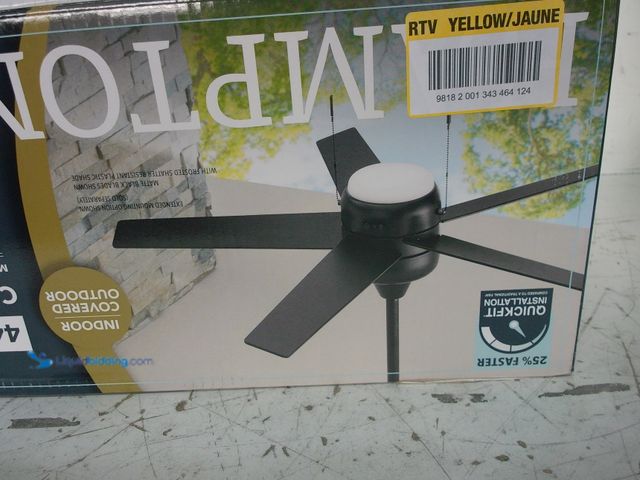 Lot 49-1629190 - Hampton Bay Mena 44 in. LED Indoor/Outdoor Matte Black Ceiling Fan with Light Kit and Reversible Bla...