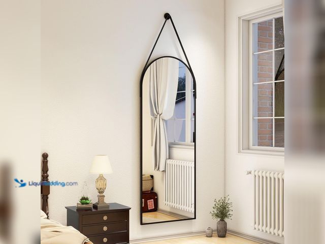 Lot 49-5416514 - 16''x48'' Full Length Mirror, Modern Arched Door Mirror Full Length with Hanging Leather Cord, Wall ...