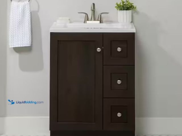 Lot 49-5574205 - Glacier Bay
Bannister 25 in. Single Sink Dusk Freestanding Bath Vanity with White Cultured Marble T...