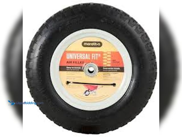 Lot 49-5485796 - Marathon 14.5 in. Pneumatic Universal Wheelbarrow Wheels. Model # 20260. Unused.