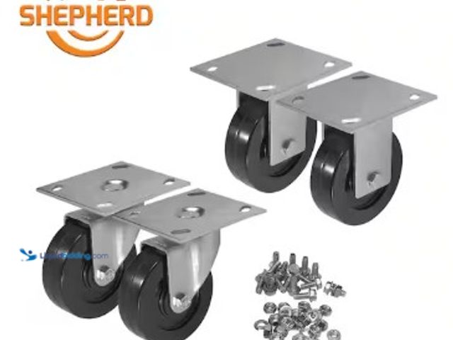 Lot 49-2025256 - Shepherd 4 in. Black Rubber and Steel Swivel and Rigid Caster Kit with Hardware (4-Piece), Model # 9...