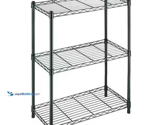 Lot 49-1571183 - HDX 3-Tier Steel Wire Shelving Unit in Black (24 in. W x 30 in. H x 14 in. D), Model # 31424BPS, Unu...