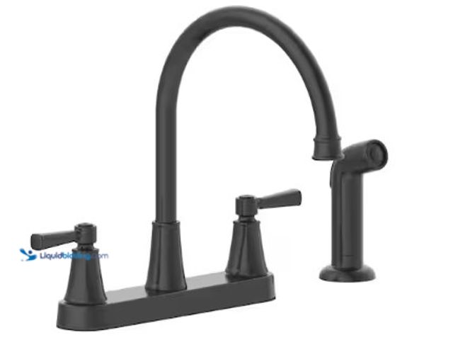 Lot 49-3631165 - Glacier Bay Melina Double-Handle Standard Kitchen Faucet with Side Sprayer in Matte Black, Model # H...