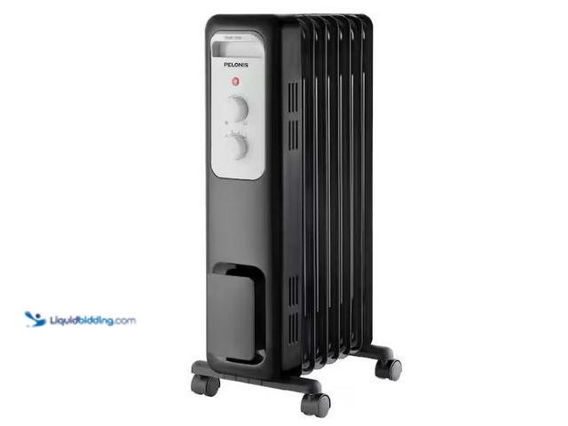 Lot 49-1569477 - Pelonis 1,500-Watt Oil-Filled Radiant Electric Space Heater with Thermostat, Model # HO-0279, Slight...