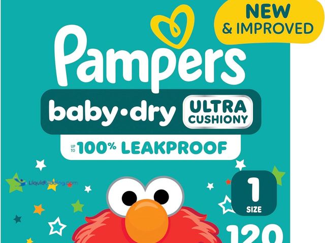 Lot 49-3566684 - Pampers Diapers - Baby Dry - Size 1, 120 Count, Absorbent Disposable Infant Diaper (Packaging May Va...