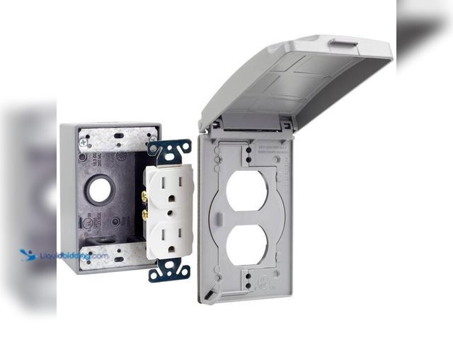 Lot 49-5547010 - Commercial Electric 2-Gang Horizontal/Vertical Metallic Weatherproof Flat Outlet Cover Kit (24-in-1-...