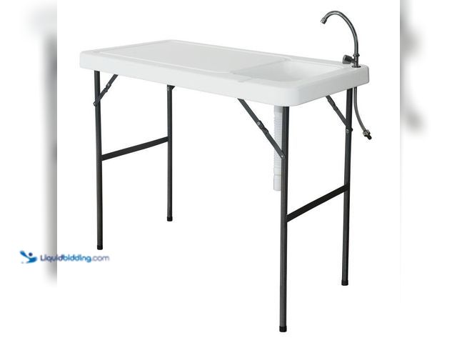 Lot 49-5416228 - Karl home Folding Portable Fish Table with Sink Faucet. [Model # 674841863959] Unused