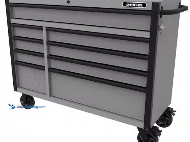 Lot 49-2006536 - Husky Heavy-Duty 52 in. W x 20 in. D 9-Drawer Matte Gray Rolling Tool Cabinet, Model # H52TR9HDV4GRY...