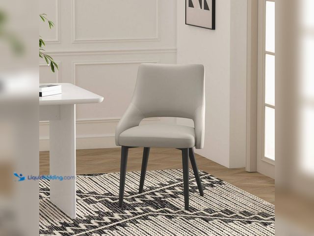 Lot 49-5541417 - Tremont Modern Stone Faux Leather Upholstered Dining Side Chair with Metal Legs Unused