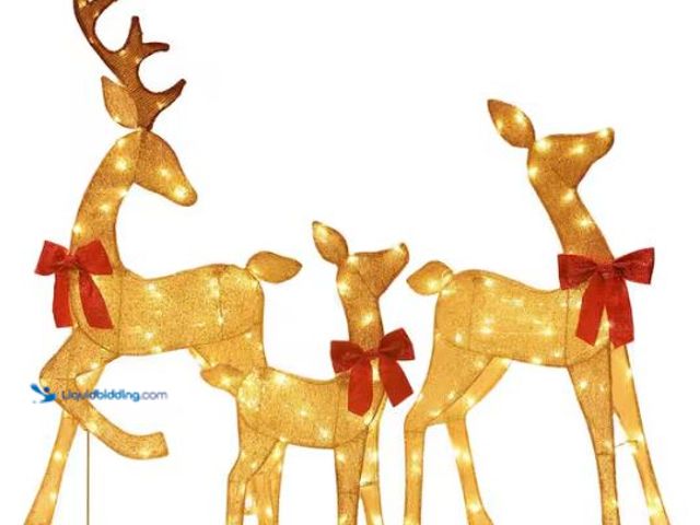 Lot 49-1544255 - Starfree 54 in. 3-Pieces Outdoor Christmas Decoration Reindeer Family Yard Decoration with Warm Whit...