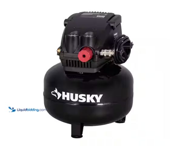 Lot 49-1636824 - Husky 3 Gal. 120 PSI Portable Electric Oil-Free Light Duty Pancake Air Compressor with Fold Down Han...
