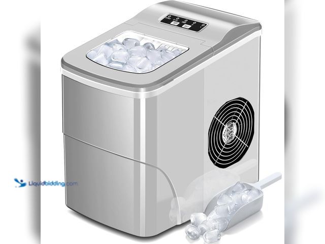 Lot 49-3528349 - AGLUCKY Counter top Ice Maker Machine,Compact Automatic Ice Maker,9 Cubes Ready in 6-8 Minutes,Porta...