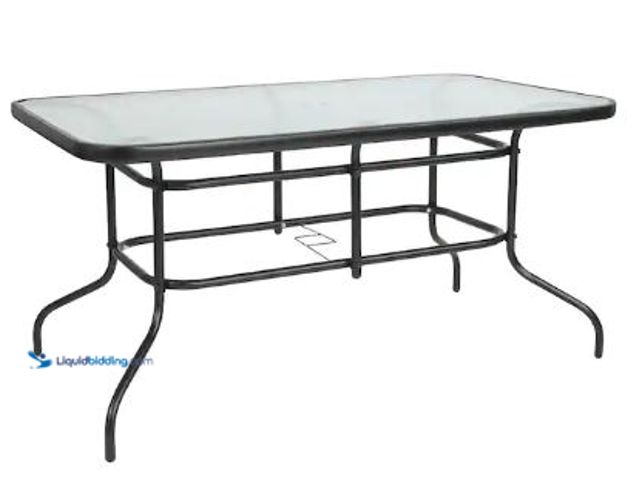 Lot 49-1517060 - Carnegy Avenue
55" Tory Black Metal Rectangle Outdoor Dining Set with Umbrella Hole Glass Patio Tab...