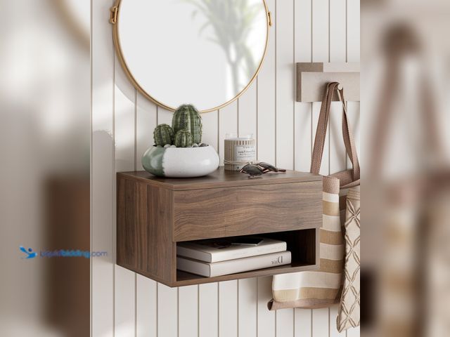 Lot 49-5416005 - Floating Nightstand, Small Modern Floating Nightstand with Drawer, Floating Shelves for Bedroom, Bat...