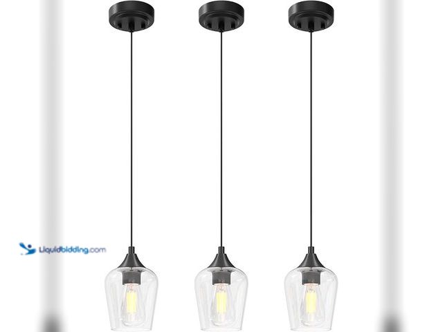 Lot 49-3528918 - VONLUCE Pendant Lights Kitchen Island, Matte Black Pendant Light Fixtures with E26 Base & Adjustable...