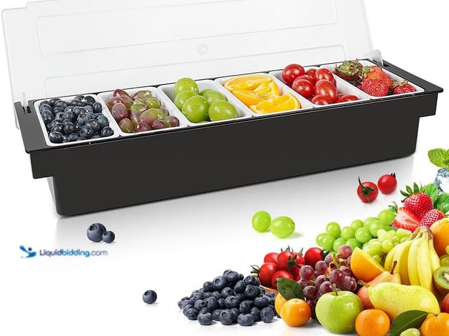 Lot 49-5406896 - Condiment Garnish Tray Caddy For Bartenders,Bar Garnish Fruit Caddy With Lid,Plastic Condiment Conta...