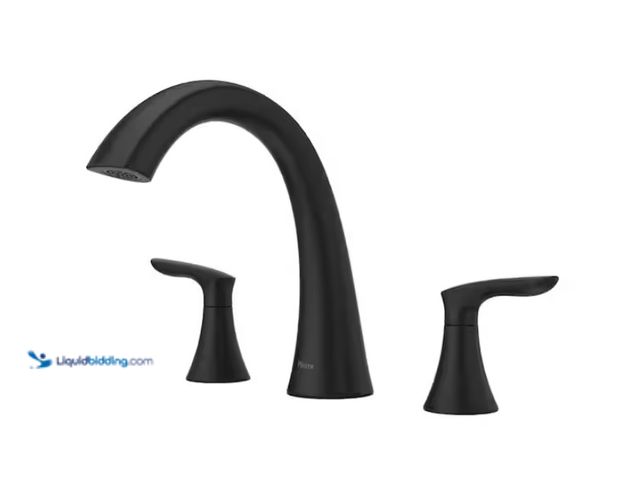 Lot 49-1622387 - Pfister Weller 2-Handle Roman Tub Trim Matte Black, Model # RT6-5WRB, Unused, Has attachment  Ref#BI...