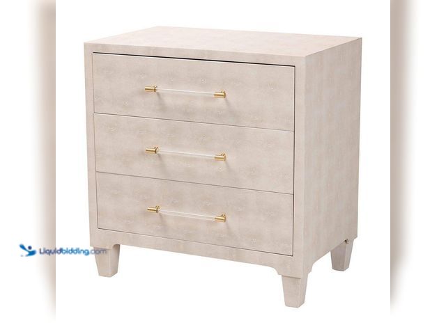 Lot 49-5433553 - Baxton Studio
Nira Beige Faux Shagreen 28.9 in. Accent Cabinet. Item is Unused.