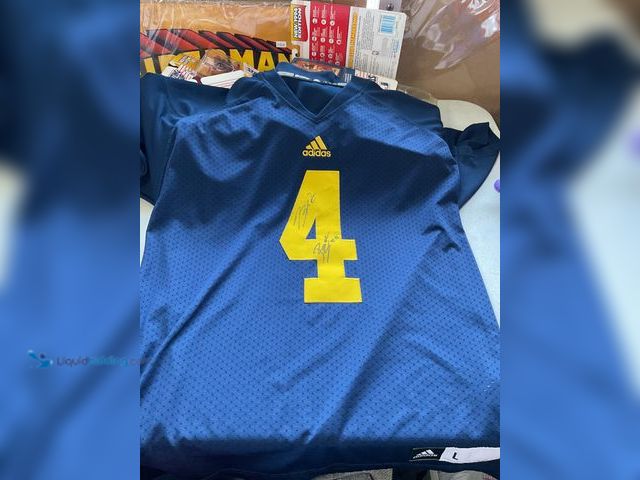 Lot 49-1830528 - COLLECTIBLE VERY NICE UNIVERSITY OF MICHIGAN MULTI SIGNED FOOTBALL JERSEY INCLUDING BLAKE CORUM AND ...