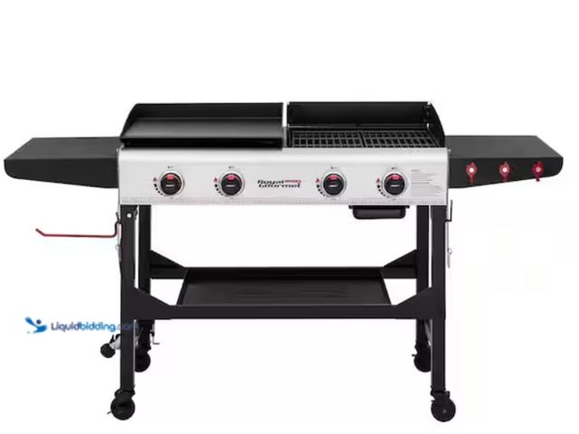 Lot 49-2001139 - Royal Gourmet 4-Burner 48,000 BTU Portable Flat Top Gas Grill and Griddle Combo Grill in Black with ...